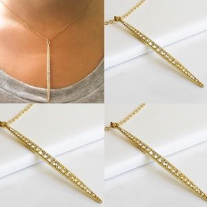 ✨Long Spear Necklace, Pave Crystal Spear Necklace✨